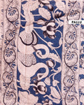 Handloom Kalamkari Cotton Saree with Cow Motif & Floral Border - Cream