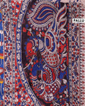 Handloom Kalamkari Cotton Saree with Intricate Floral and Folk Art Detailing - Blue