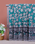 Handloom Kalamkari Cotton Saree with Traditional Floral Block Prints and Artistic Ethnic Border Detailing - Turquoise