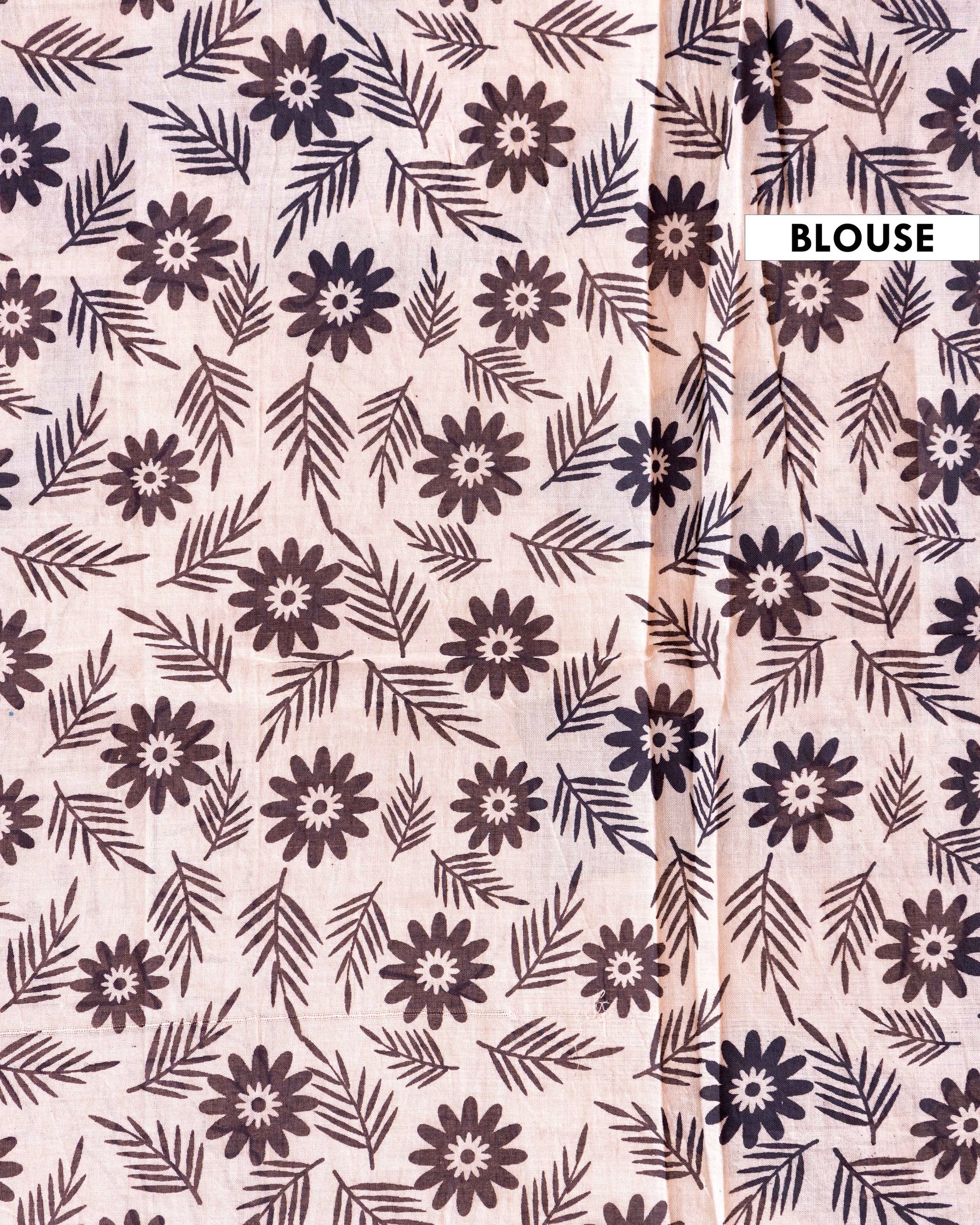 Handloom Kalamkari Cotton Saree with Traditional Floral and Border Design - Blue 