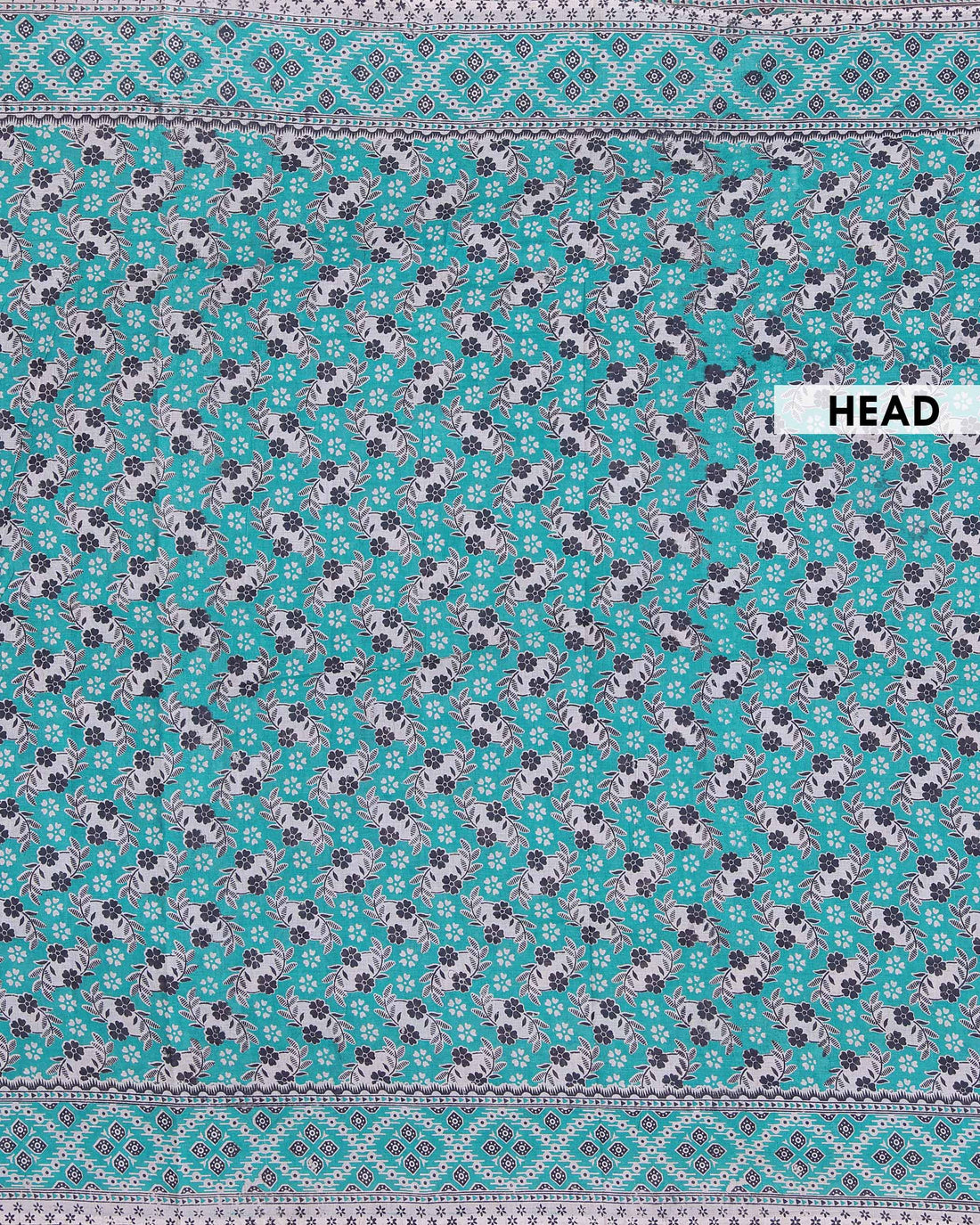 Handloom Kalamkari Cotton Saree with Traditional Floral and Geometric Motifs - Turquoise