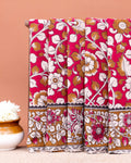 Handloom Kalamkari Cotton Saree with Traditional Floral and Leafy Motifs - Pink