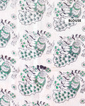 Handloom Kalamkari Cotton Saree with Traditional Peacock & Floral Motifs - Blouse-Cream