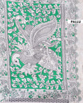 Handloom Kalamkari Cotton Saree with Traditional Peacock & Floral Motifs - Pallu