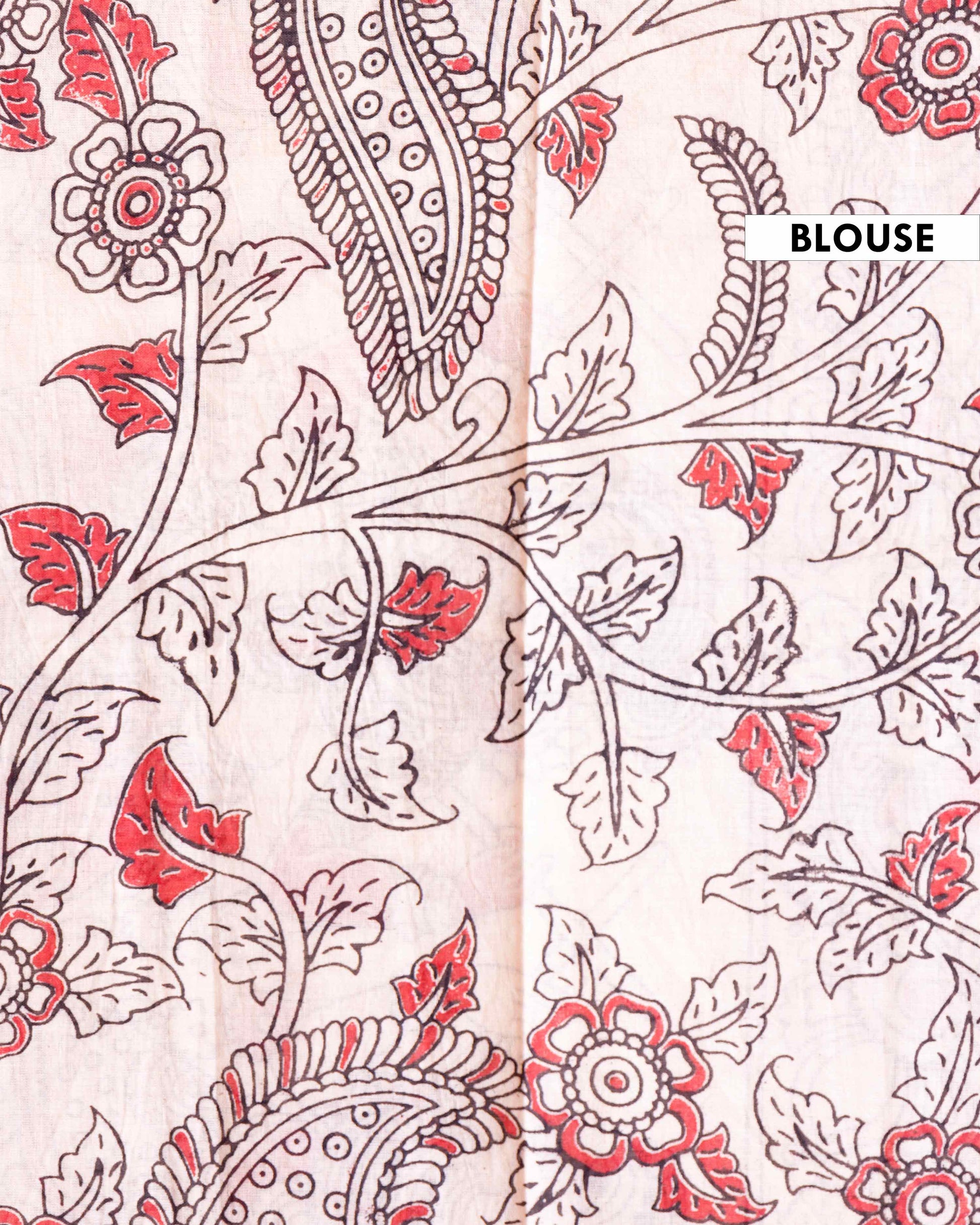 Handloom Kalamkari Cotton Saree with Traditional Peacock and Floral Motifs - Orange