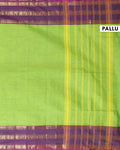 Handloom Kanchi Cotton Saree with Classic Checks and Temple Border - Green-Pallu