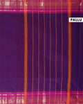 Handloom Kanchi Cotton Saree with Intricate Zari Work - Purple-Pallu