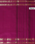 Handloom Kanchi Cotton Saree with Intricate Zari Woven Border - Purple-Head-pallu