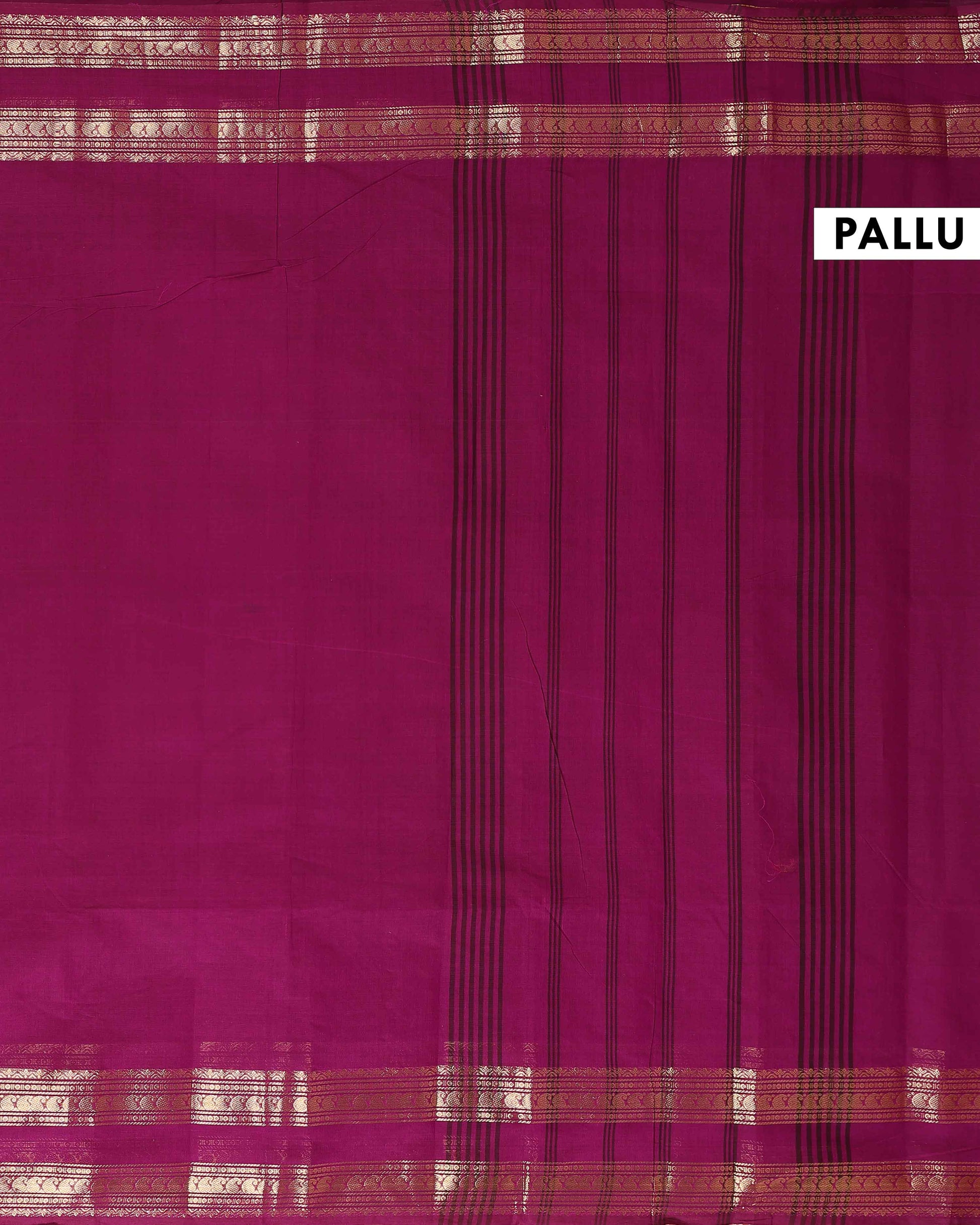 Handloom Kanchi Cotton Saree with Intricate Zari Woven Border - Purple-Head-pallu