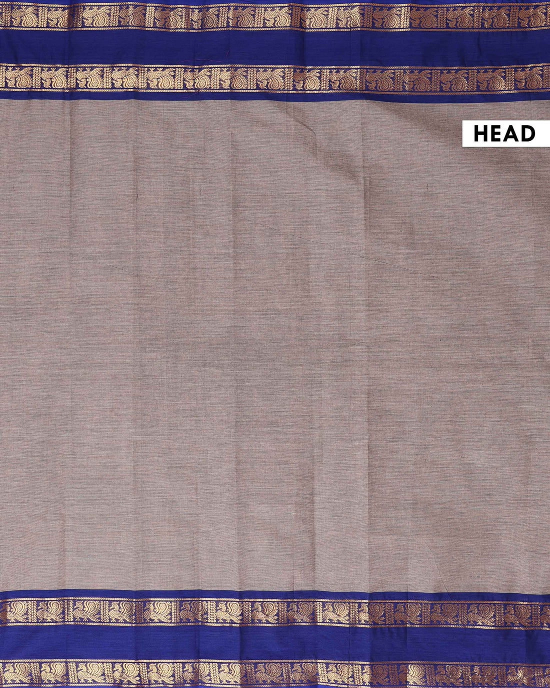 Handloom Kanchi Cotton Saree with Striped Body and Woven Zari Border - Grey