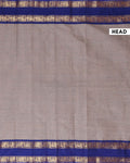 Handloom Kanchi Cotton Saree with Striped Body and Woven Zari Border - Grey-Head