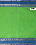 Handloom Kanchi Cotton Saree with Traditional Temple Border - Green-Head