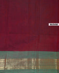 Handloom Kanchi Cotton Saree with Traditional Temple Border - Maroon-Blouse