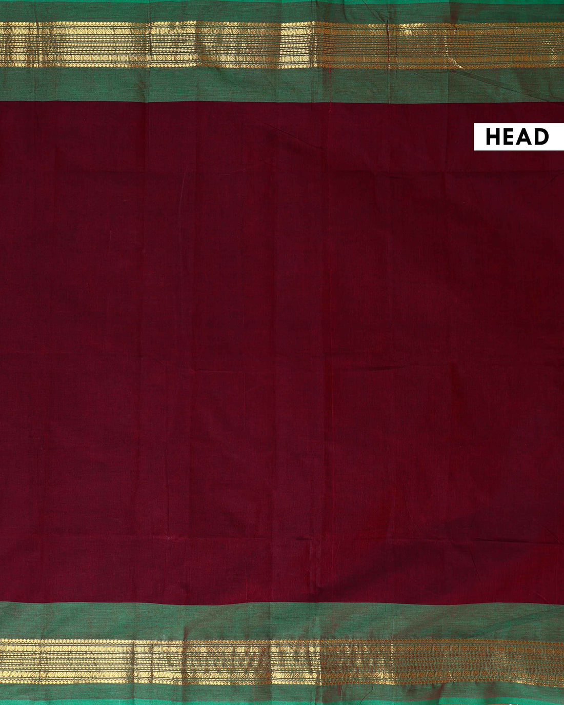 Handloom Kanchi Cotton Saree with Traditional Temple Border - Maroon