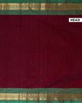 Handloom Kanchi Cotton Saree with Traditional Temple Border - Maroon-Head