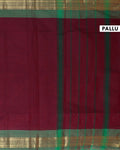Handloom Kanchi Cotton Saree with Traditional Temple Border - Maroon-Pallu