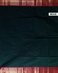 Handloom Kanchi Cotton Saree with Traditional Zari Border - Dark Green