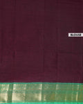 Handloom Kanchi Cotton Saree with Traditional Zari Border - Dark Purple-Blouse