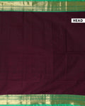 Handloom Kanchi Cotton Saree with Traditional Zari Border - Dark Purple-Head