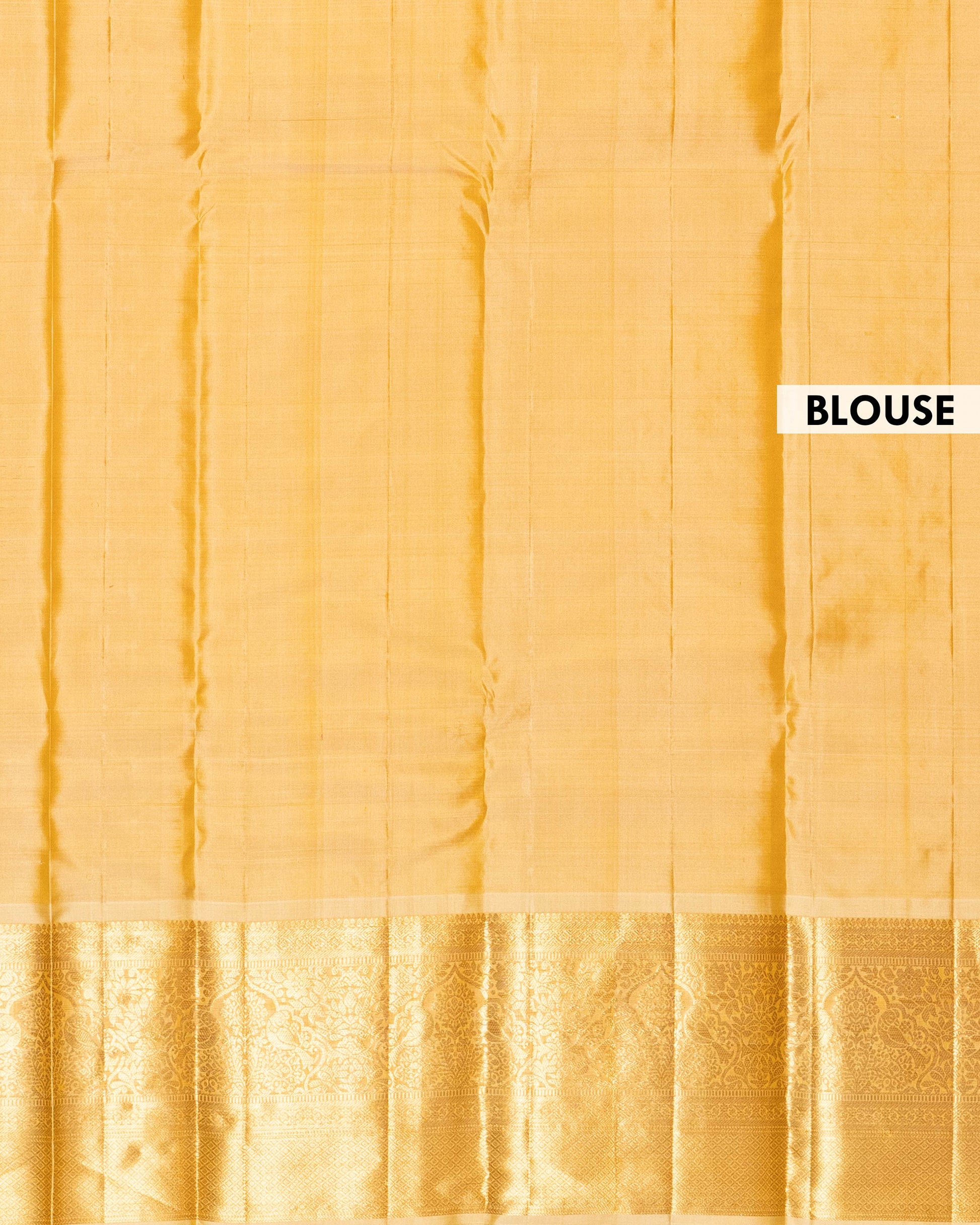 Elegant Handloom Kanchipuram Pure Silk Saree Traditional Motifs and Rich Zari Work  - Yellow-Blouse