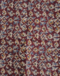 Handloom Khadi Cotton Saree with Contrast Printed Blouse and Tassel Accents - Dark Brown