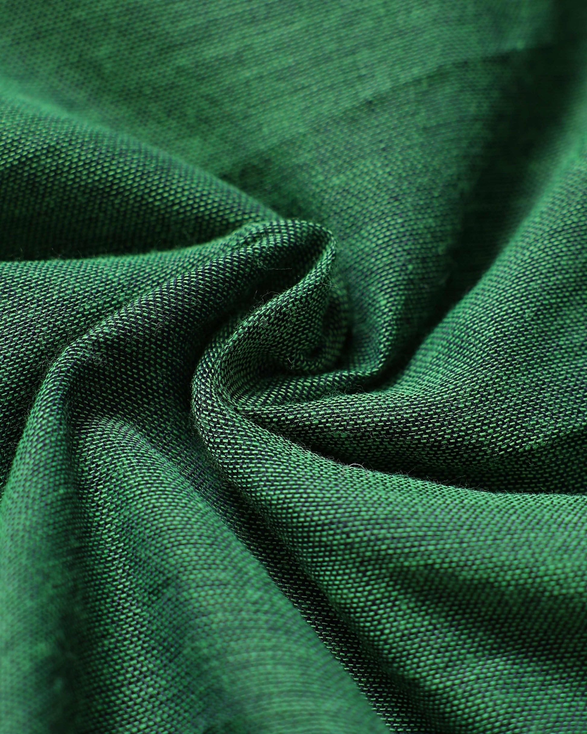 Handloom Khadi Cotton Saree with Contrast Printed Blouse and Tassel Accents - Green