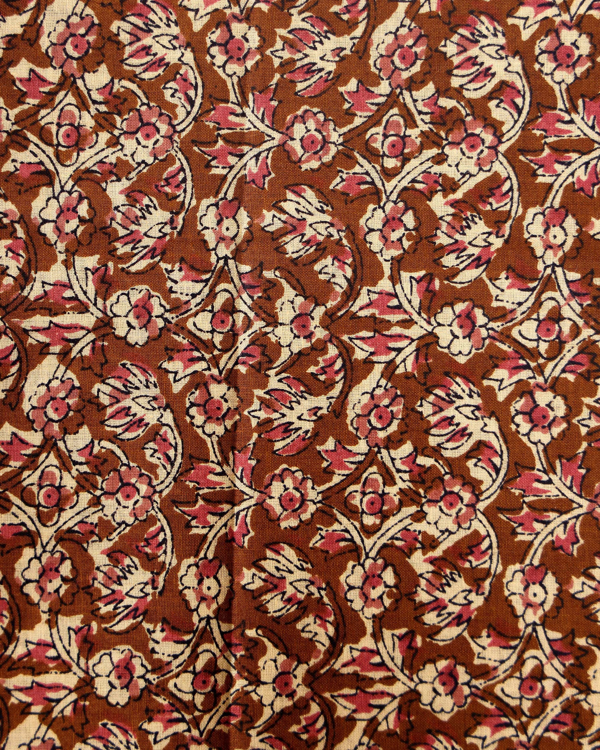 Handloom Khadi Cotton Saree with Contrast Printed Blouse and Tassel Accents - Light Sandal