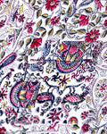 Handloom Khadi Cotton Saree with Contrast Printed Blouse and Tassel Accents - Pink