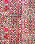 Handloom Khadi Cotton Saree with Contrast Printed Blouse and Tassel Accents - Pink-five