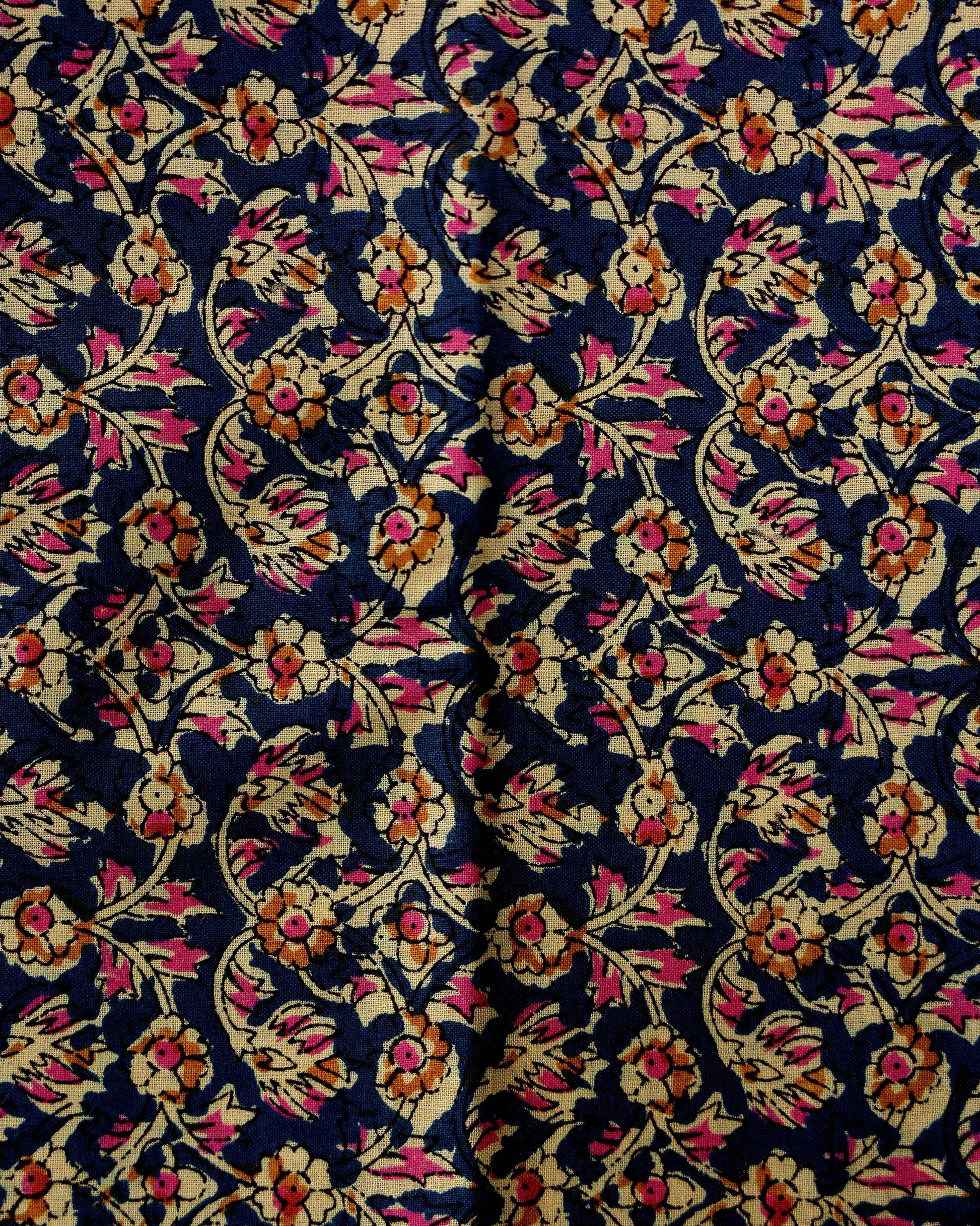 Handloom Khadi Cotton Saree with Contrast Printed Blouse and Tassel Accents - Pink-six