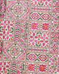 Handloom Khadi Cotton Saree with Contrast Printed Blouse and Tassel Accents - Pink-one