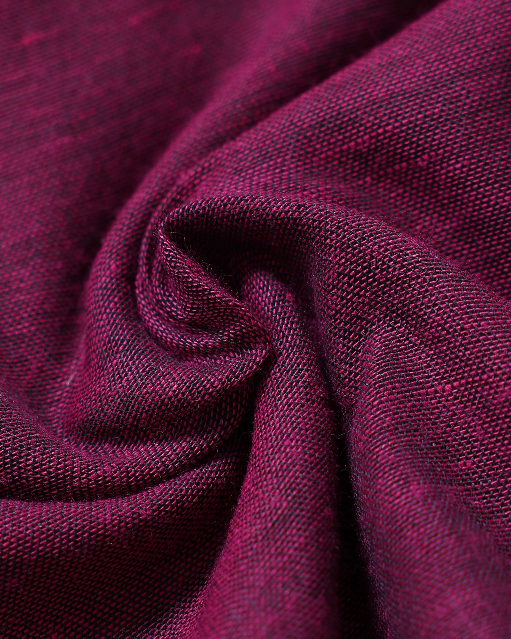 Handloom Khadi Cotton Saree with Contrast Printed Blouse and Tassel Accents - Purple