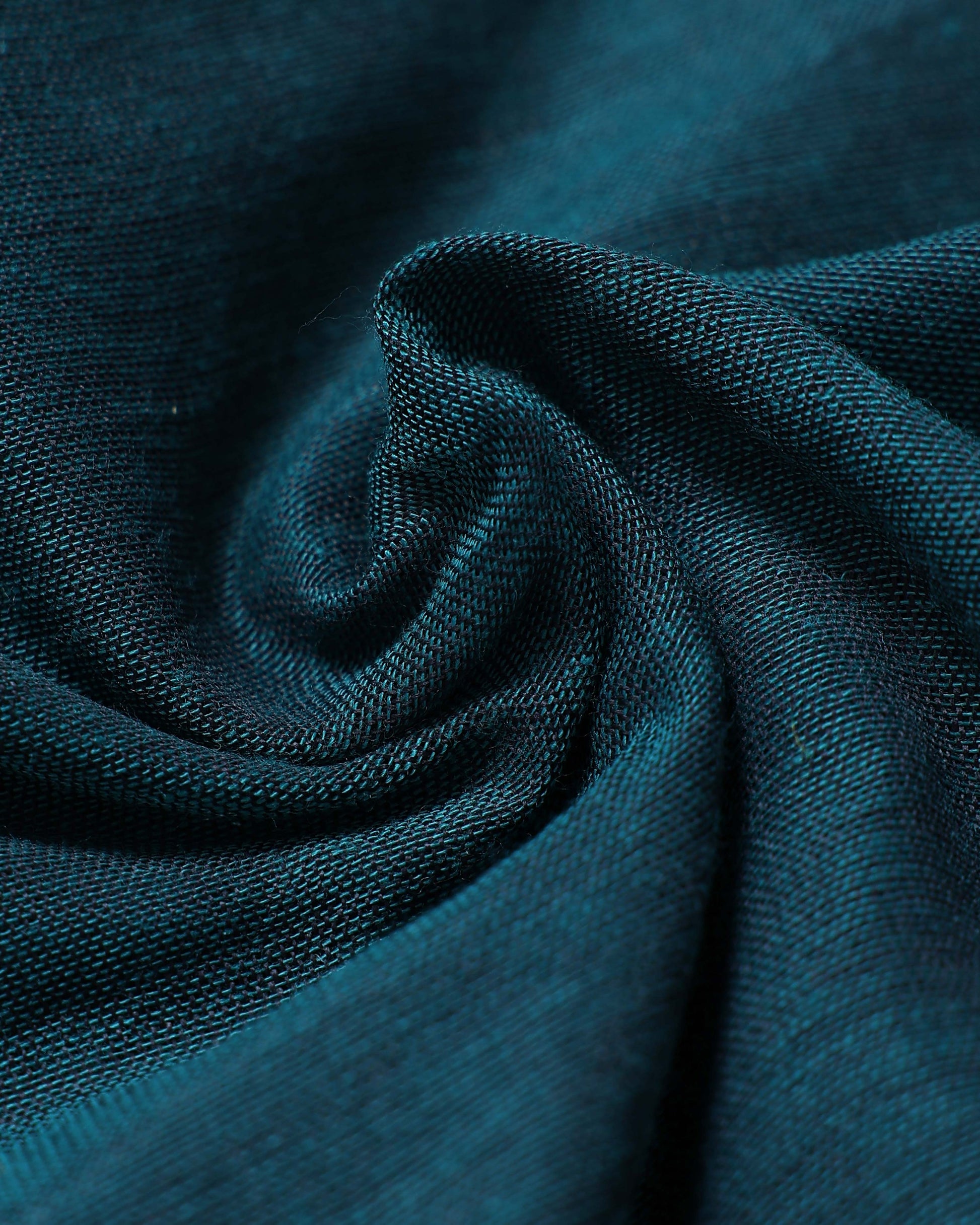 Handloom Khadi Cotton Saree with Contrast Printed Blouse and Tassel Accents - Teal