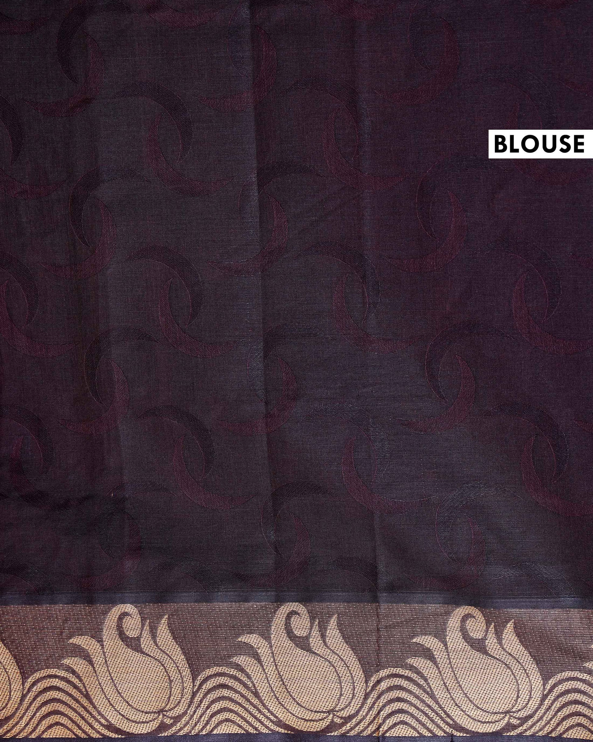 Handloom Kovai Cotton Saree with Elegant Self-Textured Body and Designer Border - Dark Purple