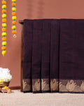 Handloom Kovai Cotton Saree with Elegant Self-Textured Body and Designer Border - Dark Purple