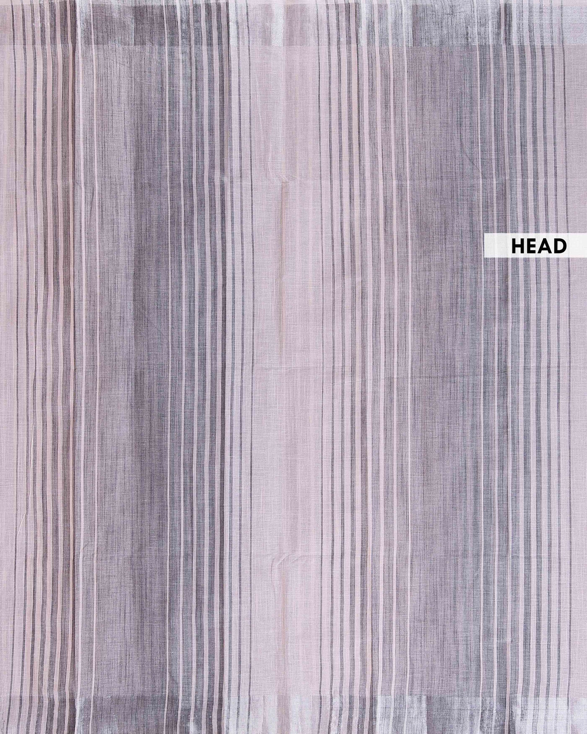 Handloom Kovai Cotton Saree with Striped Body and Woven Border - Light Pink