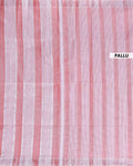 Handloom Kovai Cotton Saree with Striped Body and Woven Border - Pink