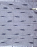  Handloom Linen Cotton Saree with Ikat Inspired Pattern - Grey-Head
