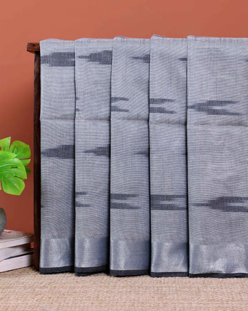  Handloom Linen Cotton Saree with Ikat Inspired Pattern - Grey