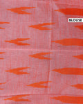 Handloom Linen Cotton Saree with Ikat Inspired Weave and Zari Border - Grey-Close