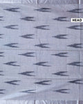 Handloom Linen Cotton Saree with Ikat Inspired Weave and Zari Border - Grey-Head