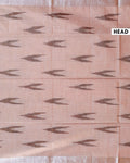 Handloom Linen Cotton Saree with Ikkat Inspired Pattern - Brown-Head