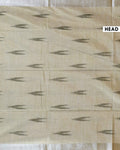 Handloom Linen Cotton Saree with Ikkat Inspired Pattern - Green-Head