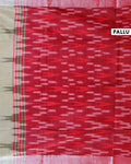 Handloom Linen Cotton Saree with Ikkat Inspired Pattern - Green-Pallu
