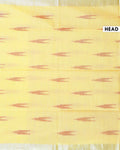 Handloom Linen Cotton Saree with Ikkat Inspired Pattern - Yellow-Head