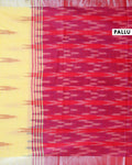 Handloom Linen Cotton Saree with Ikkat Inspired Pattern - Yellow-pallu