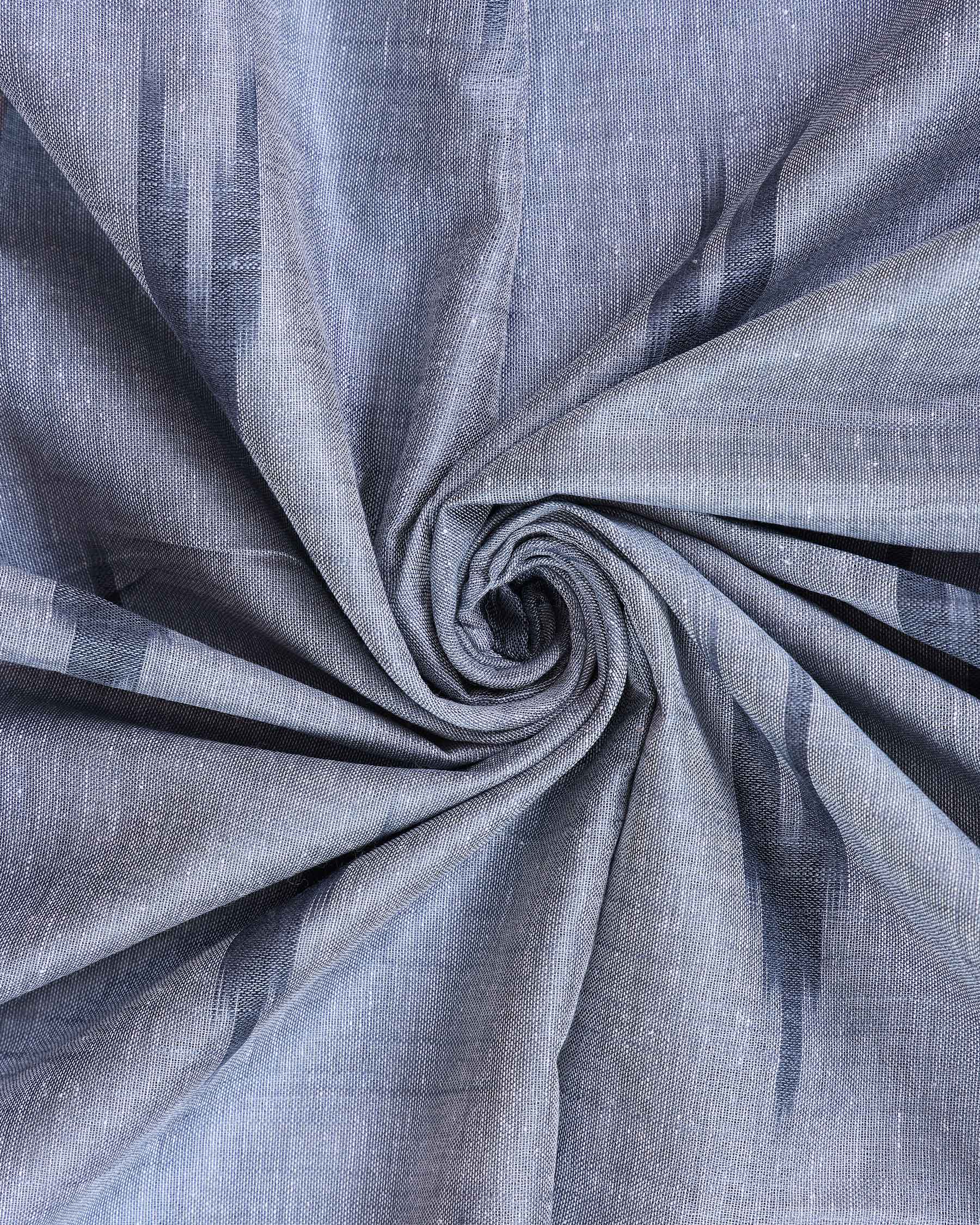 Handloom Linen Cotton Saree with Traditional Ikkat-Inspired Design - Dark Grey-Close