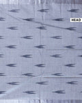 Handloom Linen Cotton Saree with Traditional Ikkat-Inspired Design - Dark Grey-Head
