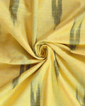 Handloom Linen Cotton Saree with Traditional Ikkat-Inspired Design - Yellow-Close