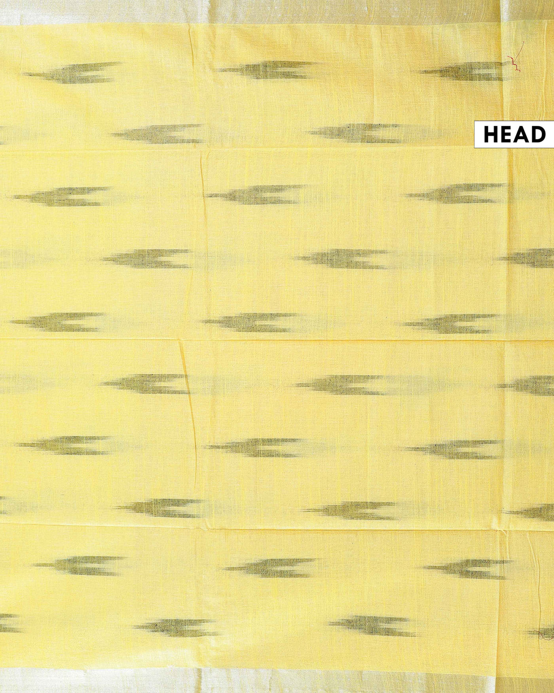 Handloom Linen Cotton Saree with Traditional Ikkat-Inspired Design - Yellow